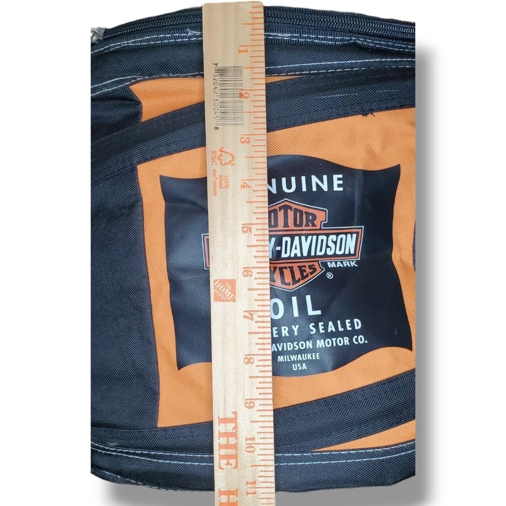 Harley-Davidson Black and Orange Collapsible 24 Pack Oil Can Cooler Bag - Picture 3 of 9